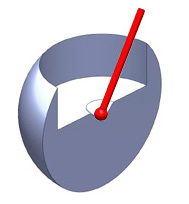 Cutaway view (above) shows 1.5ADP-RPR probe adapter sphere with tip of portable CMM probe (in red) located at the center of the sphere.